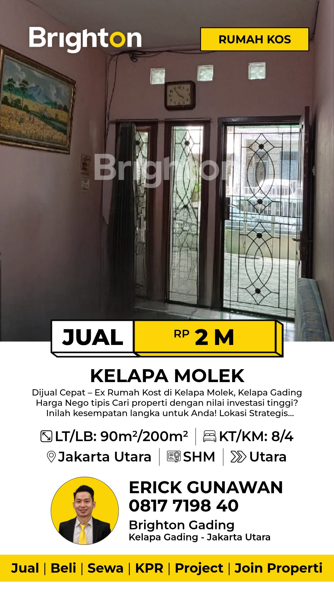 Dijual Rumah Murah Ex Kost Kelapa Molek